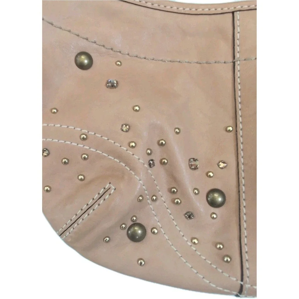 Vintage Y2K Coach Soho Studded Demi Hobo Hand Bag Tan Leather Metallic Strap